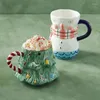 Кружки керамическая рождественская елка снеговик кофейный чашка чай молоко домохозяйство кухонная посуда напитки