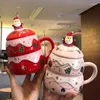 Canecas canecas caneca de natal com colher de tampa de café cerâmica xícara de menina para amigos Papai Noel Milk Big 500ml
