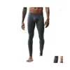 Mens Thermal Underwear Pants Slim Fit Elastic Low Rise Warm Fitness Workout Yoga Sport Long Casual Leggings Plain Drop Deliver Otf0n