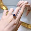 Cluster Rings S925 Silver Ring Sapphire Heart Shaped 6 7 Flower High Grade Simple Fashion Versatile Jewelry For Women