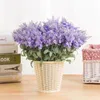 Fiori decorativi 10 teste Provenza Lavender Plastica Plastica artificiale Purple Bouquet Flower White per casa Decorazione romantica del matrimonio