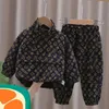 Nieuwe kinderen kledingsets Designer Boy Girl Cleren Boutique Toddler Baby Outfits Fashion Print Splicing Coats Pants Kinderen Bebes Jogging Suits Tracksuits