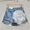 Röcke hohe Taillen-Denim-Blumenrock für Frauen 2024 Sommergewaschenen Vintage A-Line Hip-umgepacktes Modestuch