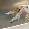 Chaussures habillées bling sequin fête hauts talons de cuir authentique pompes sexy fashion dames talon argent paillettes mariage