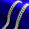 Hiphop Design Cz Diamond Iced Cuban Link Chain Bracelet Necklace Cuban Link Chain 10mm 14k White Gold Plated Necklace