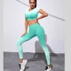 Lu Set jumpsuit uitlijnen citroen naadloze gradiënt geverfde yoga sport fiess hoge taille heup-liftige broeken pakken training kleding gym leggings se