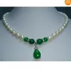 NOUVEAU BIELLIE DE PERLE FINE NATUREL GREEN JADE SEAR SUD Collier de perle blanc 17inch7478666