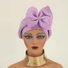 Diamonds Bow Knot Cap Turban African Women Auto Gele Headtie Aso Oke Nigeria Head Scarf Bonnet Hijab Hat już zrobione głowę