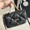 French Brand Luxury Designer 19bag Mini Crossbody Bag Tote Double Letter Quilted Gold Chain Black Shoulder Bag Lady Vintage High Quality Genuine Leather Handbag