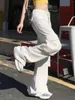 Jeans pour femmes Pocket Blanc High Taies droite Femmes Y2K Cargo Denim Pantalon Streetwear 2024