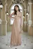 Party Dresses Luxury Sparkle Pink paljett Kvinnor Kväll Sexig Deep V-ringar Elegant Long Sleeves Golvlängd Vestidos Robes