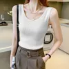 CAMISOS Tanks 2024 Zomer gebreide Vest Top Suspender Draad WAILTCOAT Women Camisole T-shirt Solid slanke dunne binnenste bodemlaag Tank 5xl