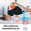 Juguetes para bañeras juguetes para baño de bebé aro de baloncesto de baño 4pcs diversión y portátil para niños pequeños juguetes acuáticos con pelotas copa de succión de dibujos animados para niños 240413