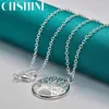 Hängen Chshine 925 Sterling Silver Round Tree of Life 16-30 Inch Pendant Necklace For Women's Wedding Engagement Charm Fashion Jewelry