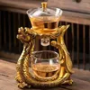 Ensembles de voies de thé Yomeei Creative Dragon Glass The Teapot Boire une base de drip tricolores résistant à la chaleur pour la cafetière pour la cafetière