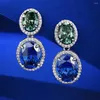 Cangolamento di orecchini incantesimi 925 argento vero 8 mm 10mm Tanzanite Green Tourmaline per Women Lab Diamond Gemstone Wedding Fine Jewel