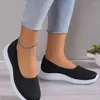 Casual Shoes Women's 2024 High Quality Knitted Vulcanize Breathable Women Sneakers Flat Heel Slip-on Ladies