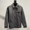High quality designer clothing triangle pocket with vintage badge zipper denim shirt for men women versatile work jacket