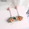 dangle earrings ywuuliファッション女性のための韓国人工布花芽ドロップイヤリングペンディエント耳のジュエリーmj45