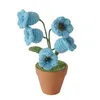 Decoratieve bloemen Handgebreide pot afgewerkte lelie van de vallei met pot wol haakgroot cadeau Home Office ornamenten