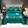 Juegos de cama 4 piezas satén satin seda sábanas de cama de lujo edredón edredón suave cubierta de algodón caja de almohada decoración del hogar textil