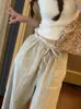 Pantalon féminin Deeptown Korean Style Patchwork Wide Jame Femmes Vintage Elegant Casual Sweet Lace Lacers Loose Conception Summer 2024 Chic