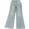 Dames jeans ontwerper 2024 vroege voorjaar nieuwe Nanyou cha elegant en modieus meisje, reducerende leeftijd afslankgeleider geleidelijk gradiënt hot diamant wijd been voor vrouwen w9fu