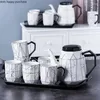 Ensembles de bitumes éramiques Set Maison ménage Kettle salon Thé l'après-midi avec plateau multijoueur Utiliser White Cup Nordic Style