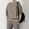 Męskie dresy gofrowe waflowe spodnie dresowe Ustaw długie rękawie kieszenie na bluzę z kapturem Spring Spring Casual Male Sport Suit