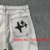 Men's Jeans 2024 Summer Broken Planet Trousers Embroidery Beauty High Street Men And Women Loose Casual Trend Straight Leg