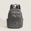 Night 2024 Light Laser Geometry Diamond Grid Backpack Lightweight Girls School Bag Large Capacity Fashion Internet Celebrity