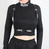 Bälten uyee underbust korsett topp med rempunk sele bälte pu läder bröstbur bh rave outfit suspender kvinnor rock accessoarer