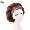 Women Night Sleep Hair Caps Silky Bonnet Satin Double Layer Adjust Head Cover Hat for Curly Springy Hair Styling Accessories