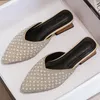 Zapatillas 2024 Summer Fashion Women Casual Pearl Lady Bling Diamante Sandalias Diarias Diarias Femeninas Punteado Valentín zapatos