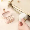 Jewelry Pouches Mini Portable Box Rings Earrings Display Case PU Leather Solid Color Travel Simple Carrying Cases Small Gift