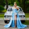 Sky Blue Mermaid Prom Kleid 2024 Seiten geteiltem Pailletten -One -Schulter -Abendkleider elegantes Promi -Partykleid