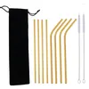 Drinking Straws 10 Pieces / Set Colorful Reusable Straw High Quality 304 Stainless Steel Metal With Cup Cleaning Brush