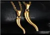 Colliers pendants Collier de corne italien en acier inoxydable pour femmes hommes or couleur 50 cm nxdar fb2ti1559688