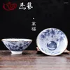 Teaware sets thee pot set luycho blauw en witte porselein cup 10pieces keramische kungfu kleine enkele persoon