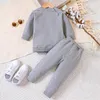 Roupas conjuntos de 2pcs nascidos roupas de bebê meninos meninos garotas roupas casuais mangas compridas moletons tampes calças
