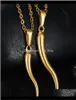 Colliers pendants Collier de corne italien en acier inoxydable pour les femmes hommes or couleur 50 cm nxdar fb2ti3054146