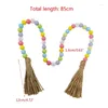 Party Decoration Easter Wood Bead Garland med Tassel Farmhouse Pärlor som hänger för hylldisplayen Spring Homes Dropship