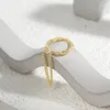 Brincos de argolas francesa Retro Tassel Tassel Buff para mulheres, temperamento simples de personalidade versátil solteira sem piercing jóias