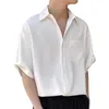 Camisas casuais masculinas Camisa de lapela de lapela de verão elegante com colarinho de gola detalhando a respiração rápida para um