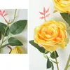 Fleurs décoratives Réaliste de l'entretien artificiel faux 6 branche de rose de tête avec tige verte pour la maison intérieure