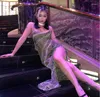 Casual Dresses Instagram Snake Print High Slit Design Strap Dress