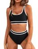 Kvinnors badkläder Classic Sporty Vest Two Piece Swimsuit Push Up Bikinis Women Sport Bikini Splicing Patchwork Bathing Suit Biquini Femme