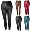 Pantalones de mujer moda para mujer sólidos sólidos pantalones casuales de cuero sexy leggings apretados