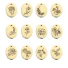 Anneaux FNixtar 12pcs / lot 16 * 12 mm Mois laser ovale Fleurs Charmes miroir POLOSIQUE CHARMES D'ACIER INOXNOSD POUR DIY Collier Collier Keychain