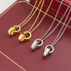 2024 Cabello para mujer Chovera Joya de amor Joya de oro Pense de anillo dual Joya de acero inoxidable Moda Anillos de enclavamiento ovalos Collares de cadena clavicular diseñador